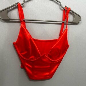 S Neon Orange Cropped Top